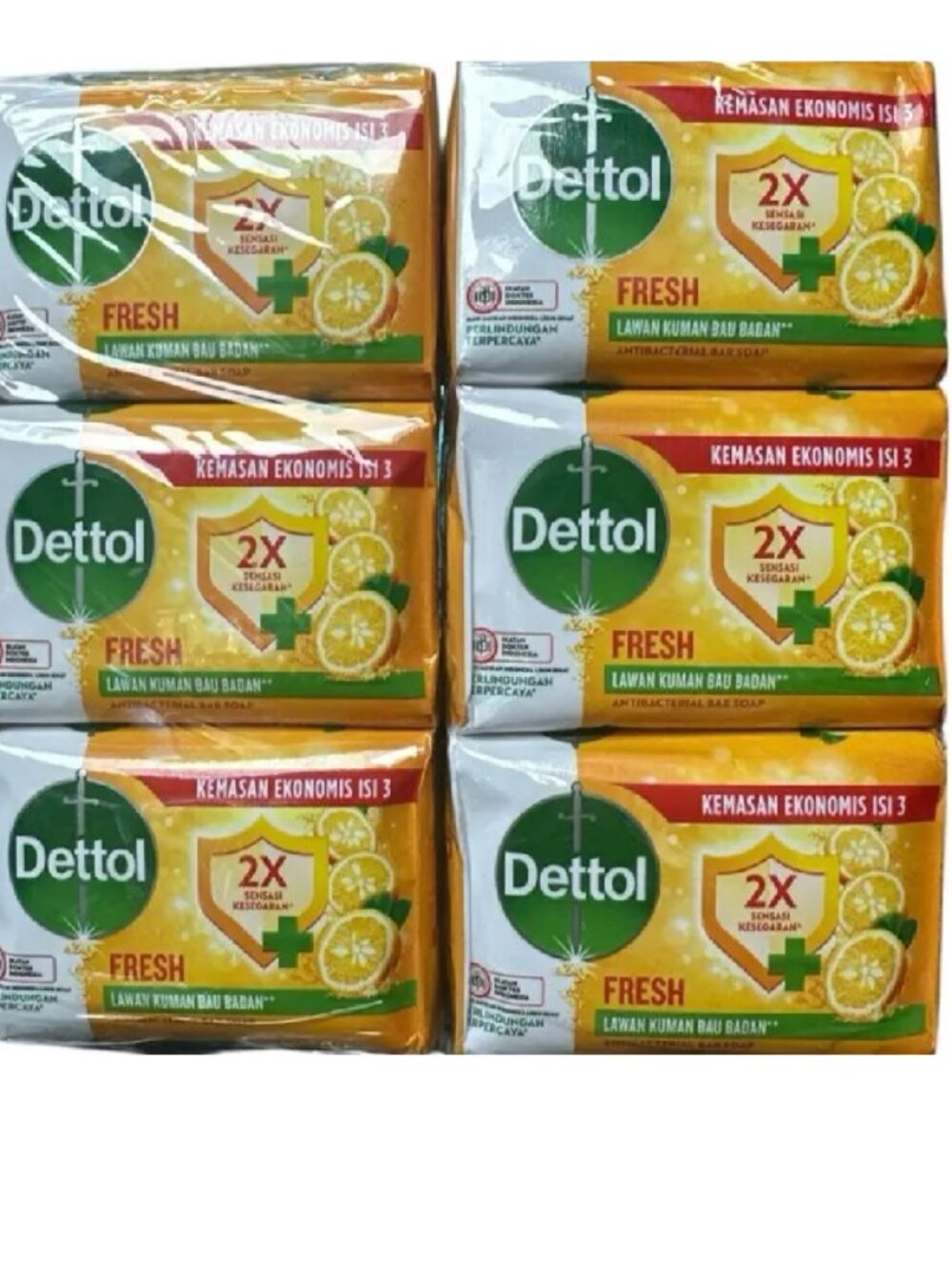 Dettol Fresh Antibacterial Bar Soap Pack of 6, 2X Antibacterial Strength, 100g